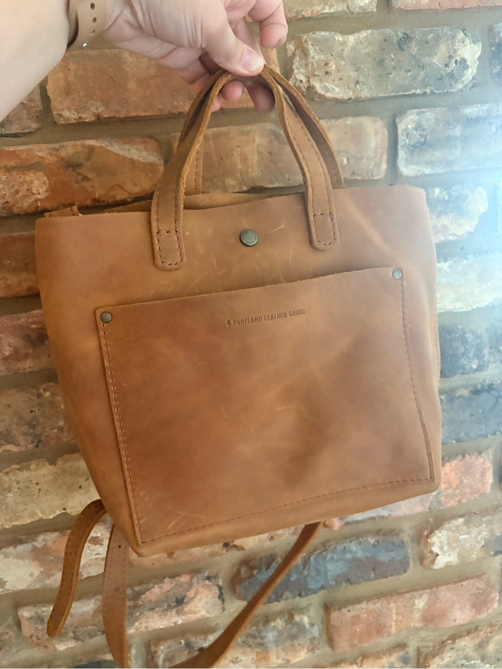 Portland Leather Tan Convertible Tote Backpack
